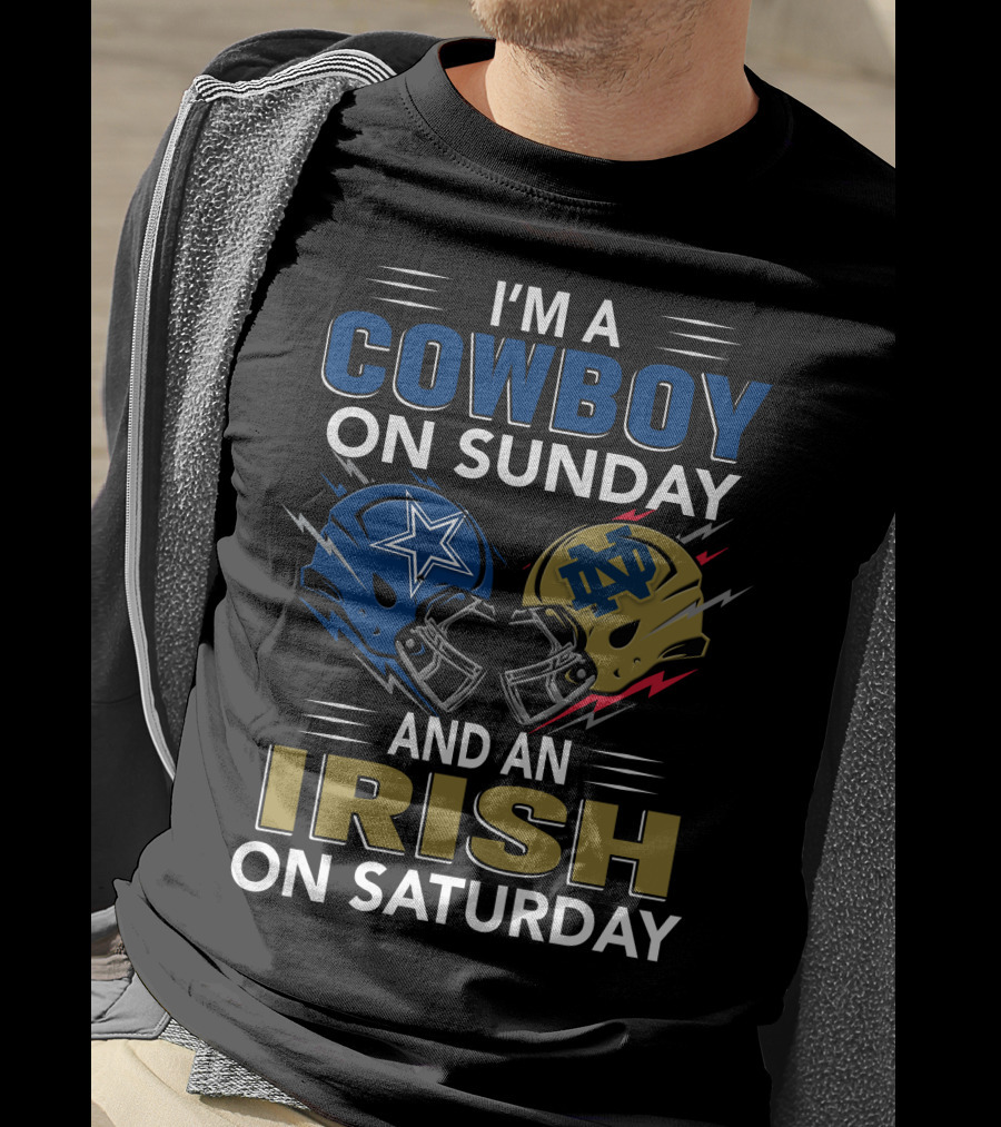 I'm A Cowboy On Sunday And An Irish On Saturday Football Helmets T-Shirt