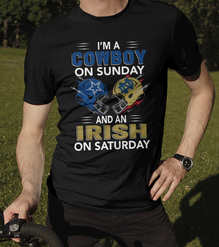 I'm A Cowboy On Sunday And An Irish On Saturday Football Helmets T-Shirt