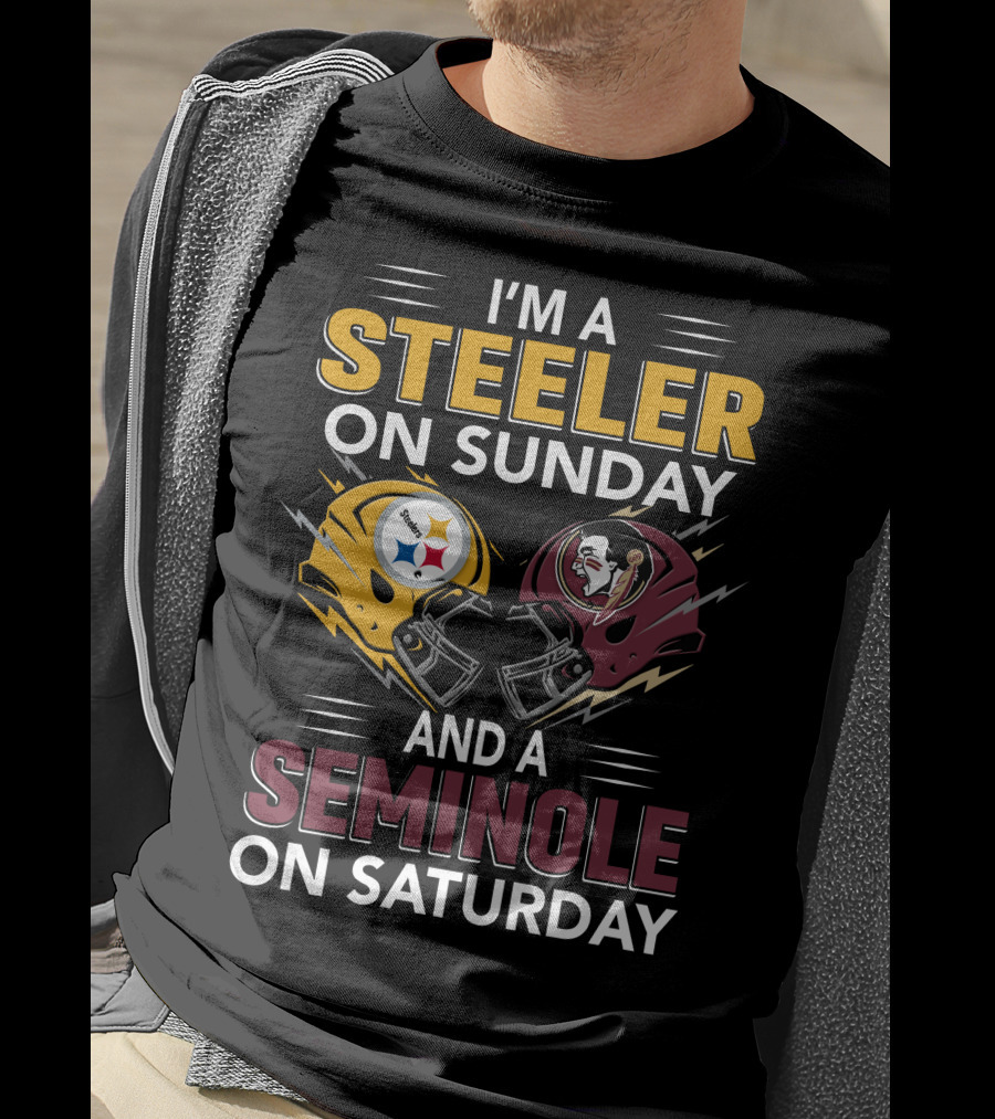I'm A Steeler On Sunday And A Seminole On Saturday Helmet Clash T-Shirt
