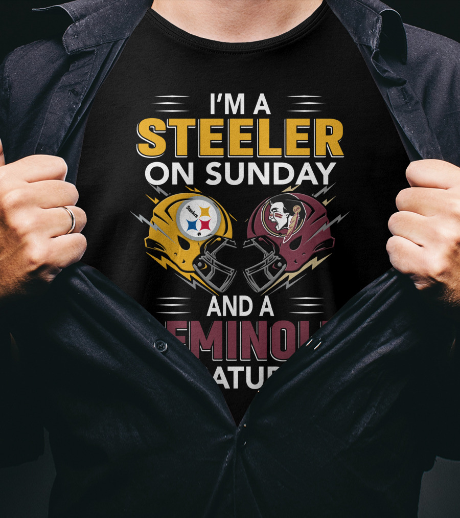 I'm A Steeler On Sunday And A Seminole On Saturday Helmet Clash T-Shirt
