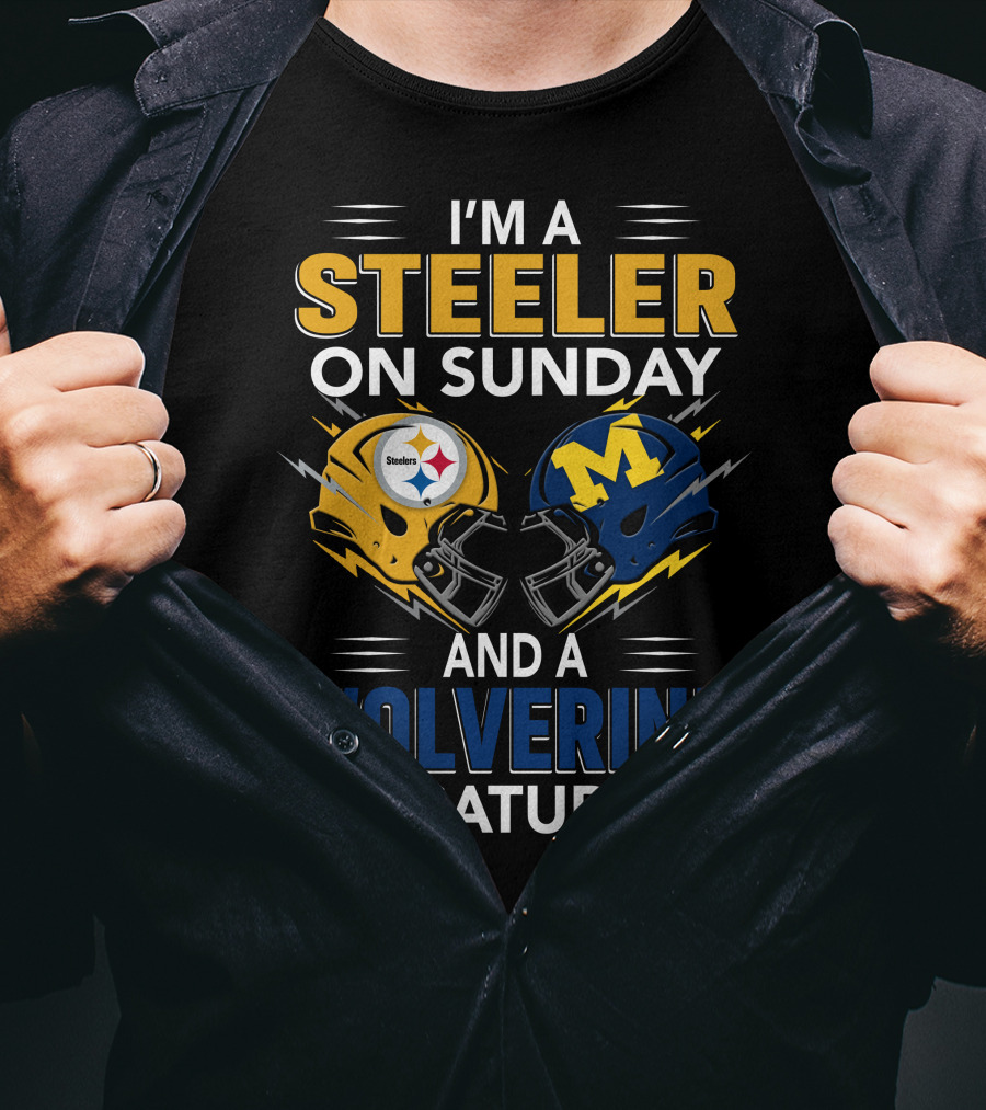 I'm A Steeler On Sunday And A Wolverine On Saturday Helmet Combo T-Shirt