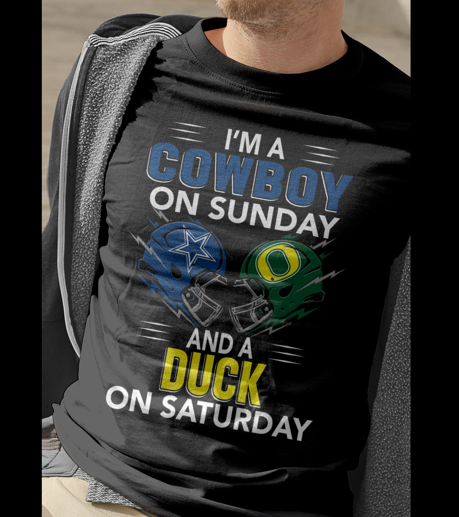 I'm A Cowboy On Sunday And A Duck On Saturday Football Helmets T-Shirt