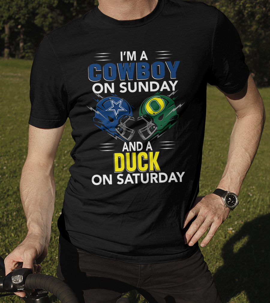 I'm A Cowboy On Sunday And A Duck On Saturday Football Helmets T-Shirt