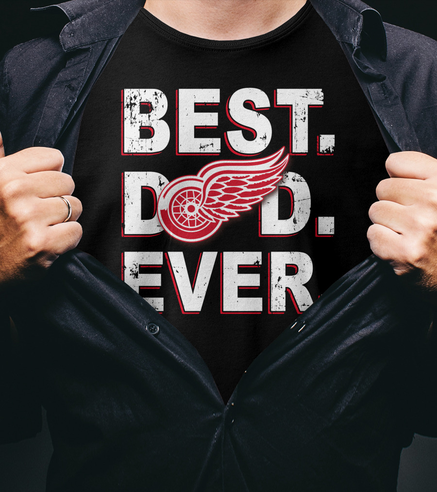 Best Dad Ever Red Wings T-Shirt