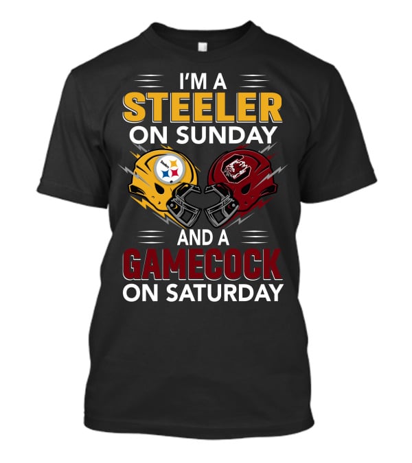 I'm A Steeler On Sunday And A Gamecock On Saturday Football Helmets T-Shirt
