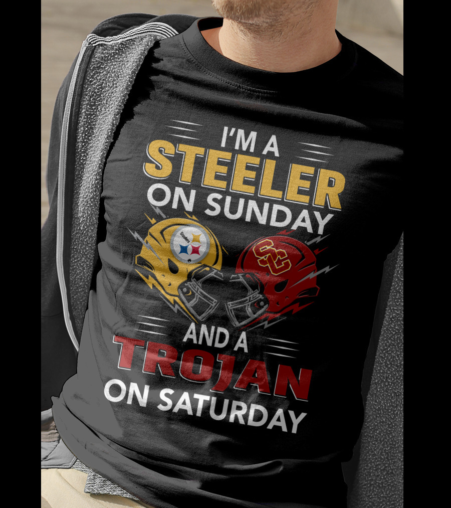 I'm A Steeler On Sunday And A Trojan On Saturday With Helmet T-Shirt