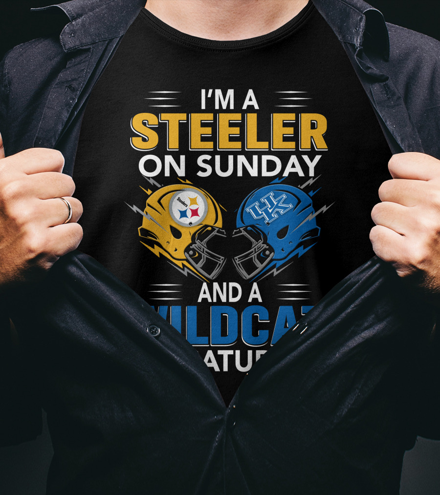 Steeler On Sunday Wildcat On Saturday Football Fan Pride Helmet T-Shirt