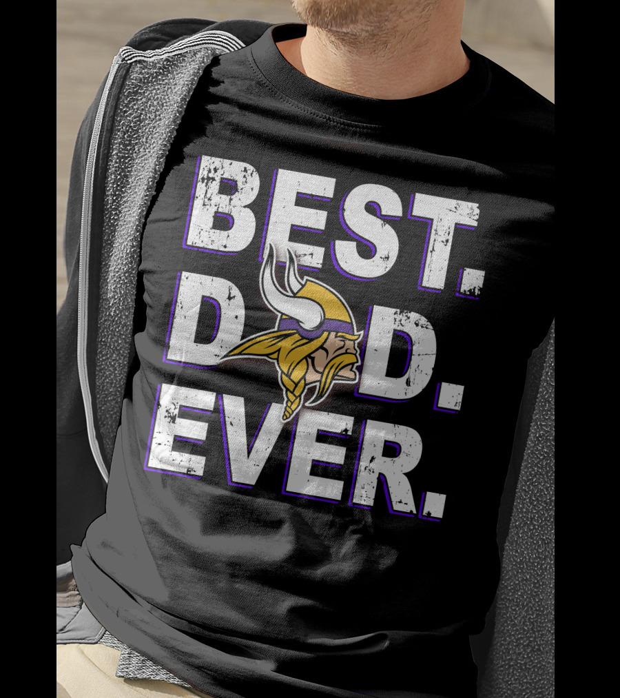 BEST DAD EVER Vikings Fan Horned Helmet T-Shirt