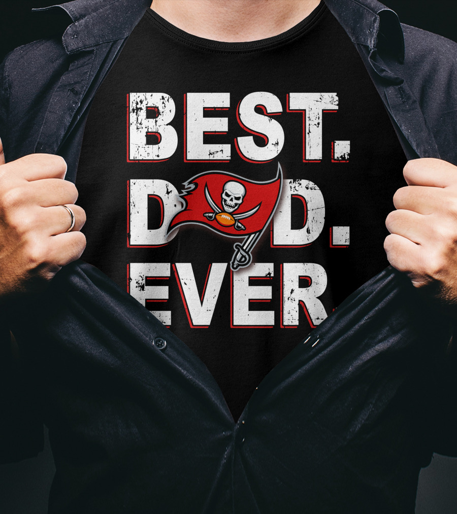 BEST DAD EVER Buccaneers Skull Flag Football T-Shirt
