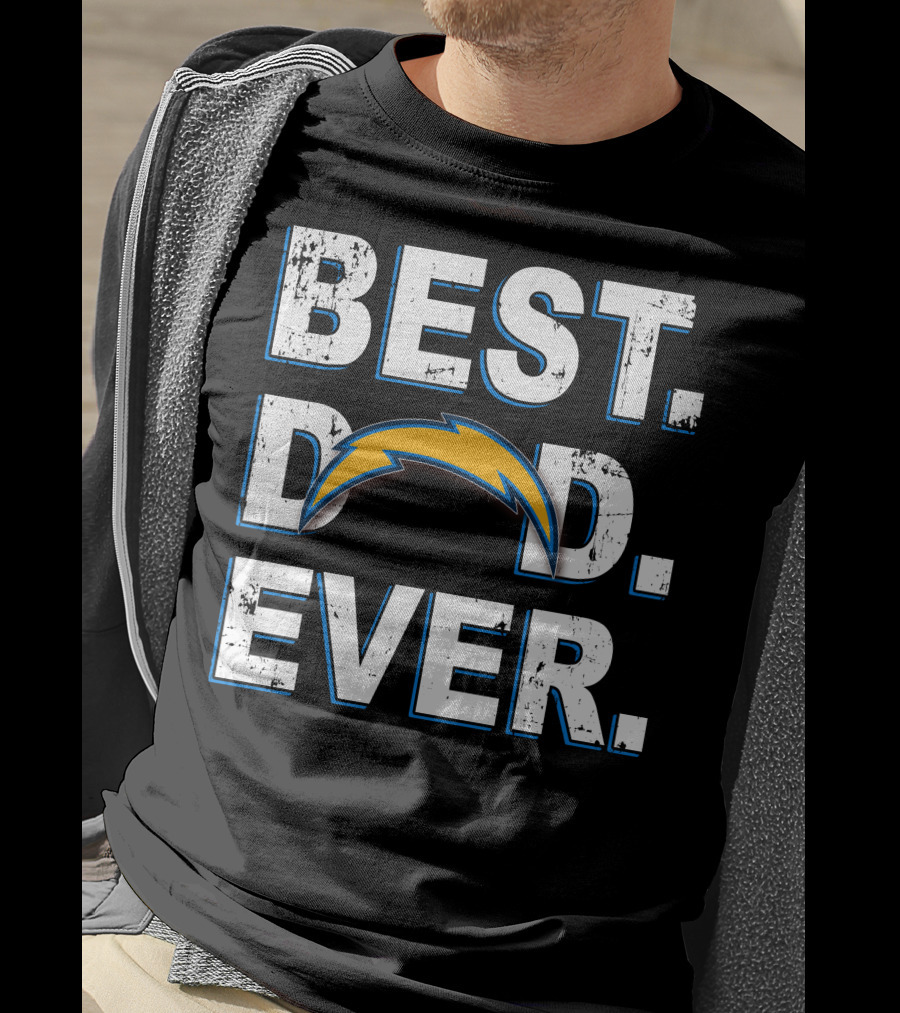 BEST DAD EVER Chargers Fan Lightning Bolt T-Shirt
