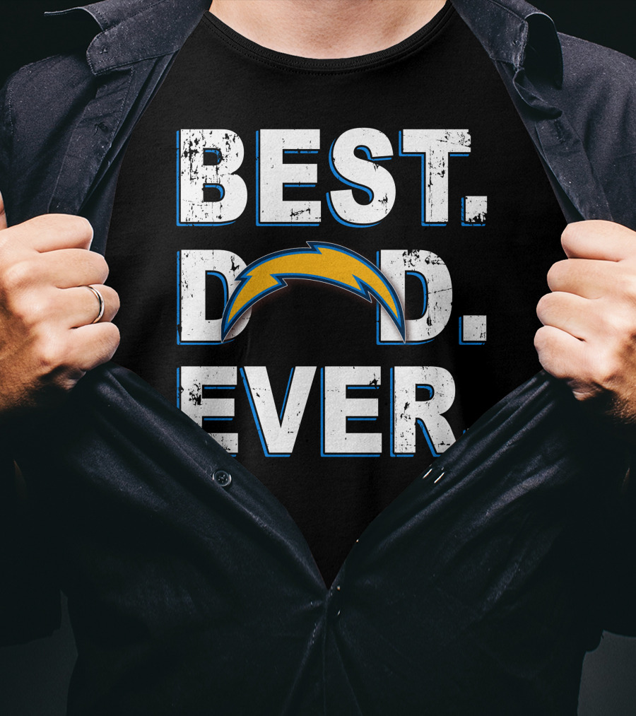 BEST DAD EVER Chargers Fan Lightning Bolt T-Shirt