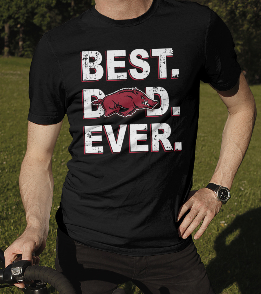 Best Dad Ever Hog Mascot Hatched Texture T-Shirt