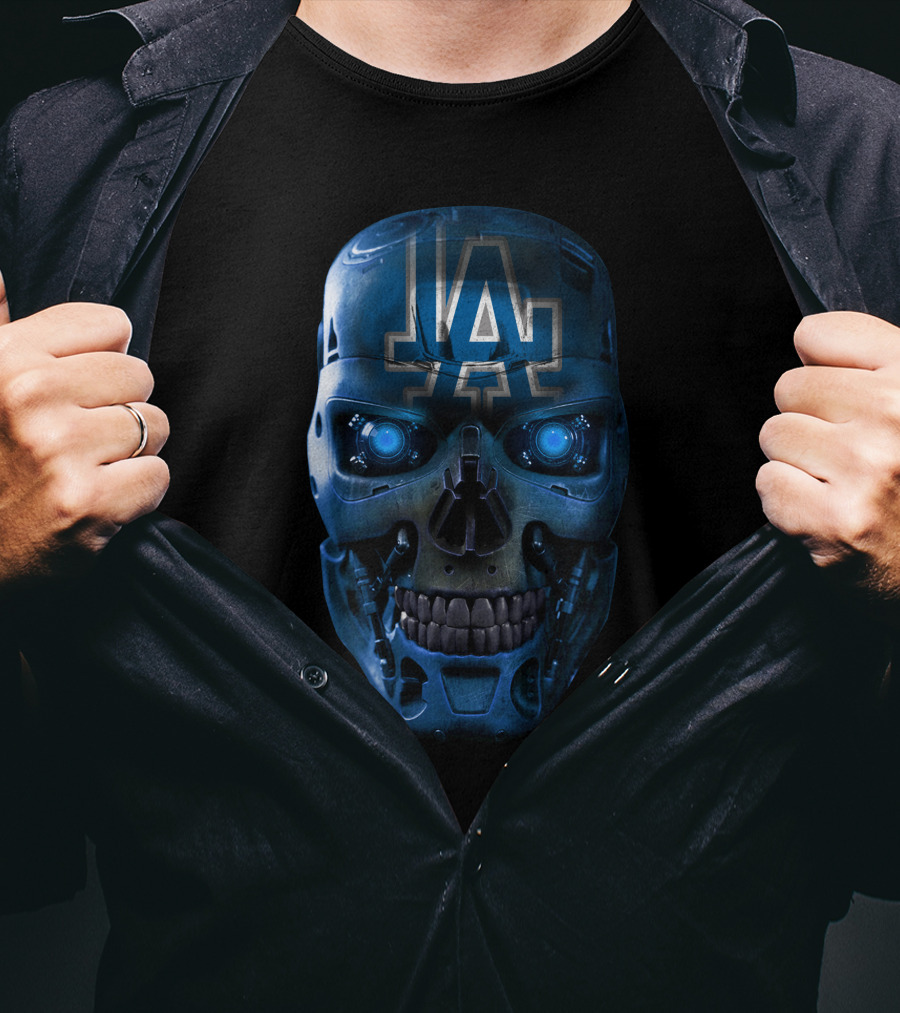 La Logo Robotic Skull Dodgers T-Shirt