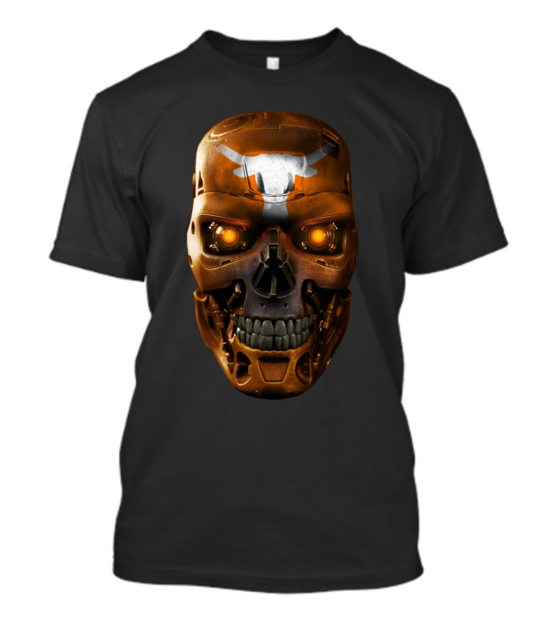 Skull With Glowing Eyes And Longhorn T-Shirt