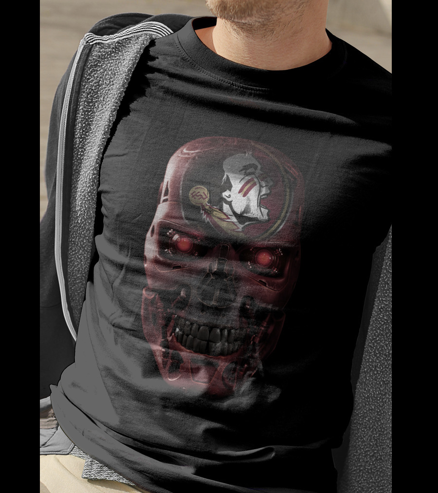 Seminoles Skull With Robotic Elements T-Shirt