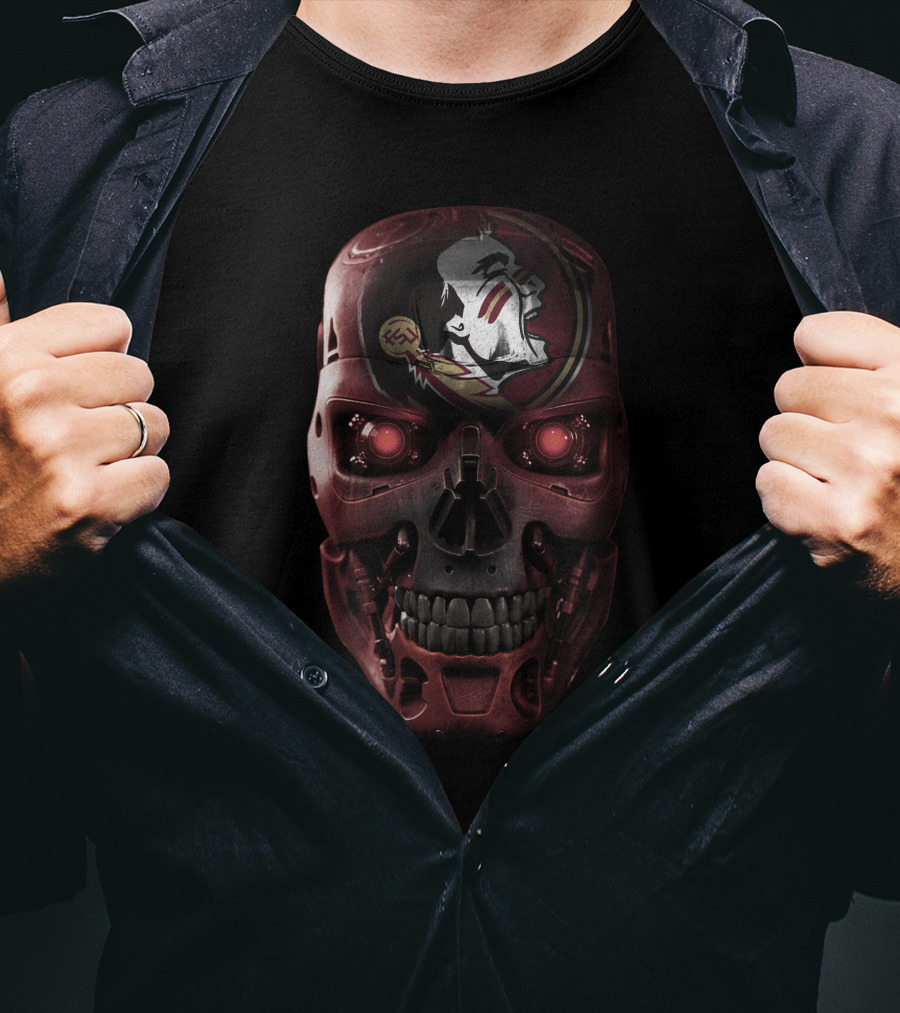 Seminoles Skull With Robotic Elements T-Shirt