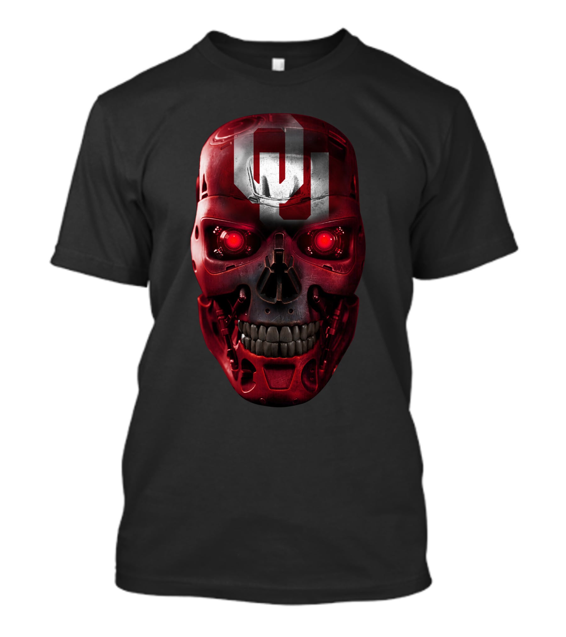 Skull Ou Red Robotic Terminator T-Shirt