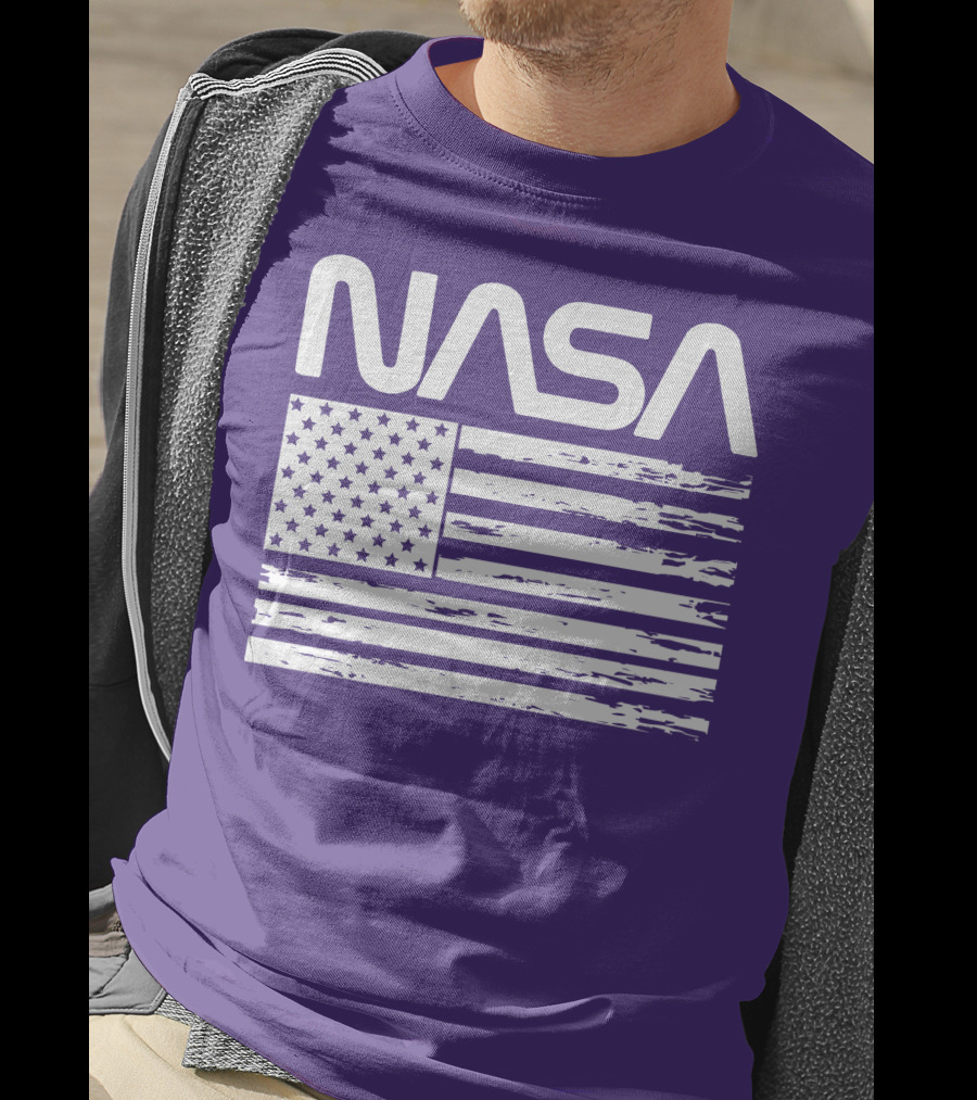 NASA Distressed American Flag Rocketry T-Shirt