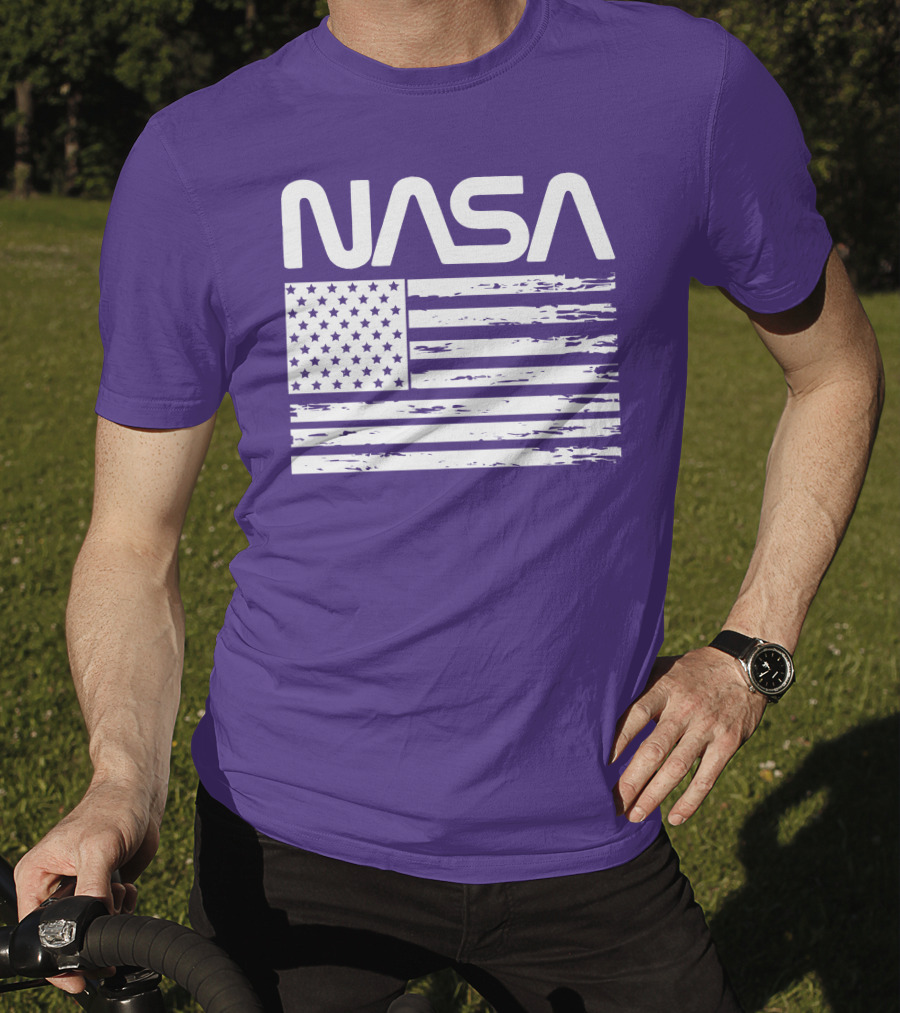 NASA Distressed American Flag Rocketry T-Shirt