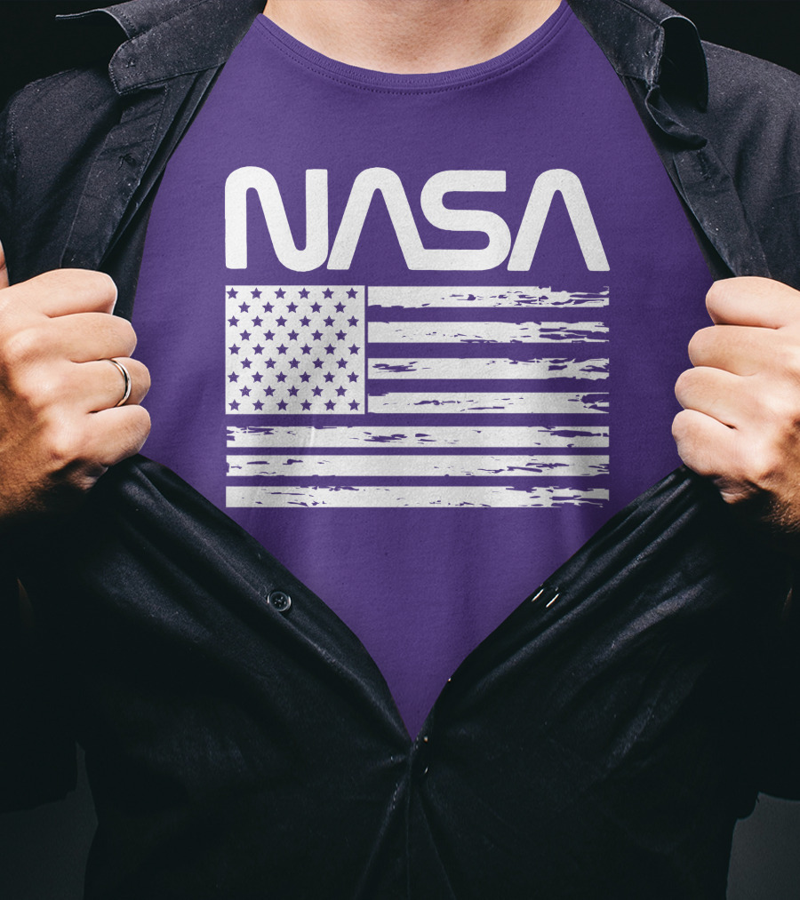 NASA Distressed American Flag Rocketry T-Shirt