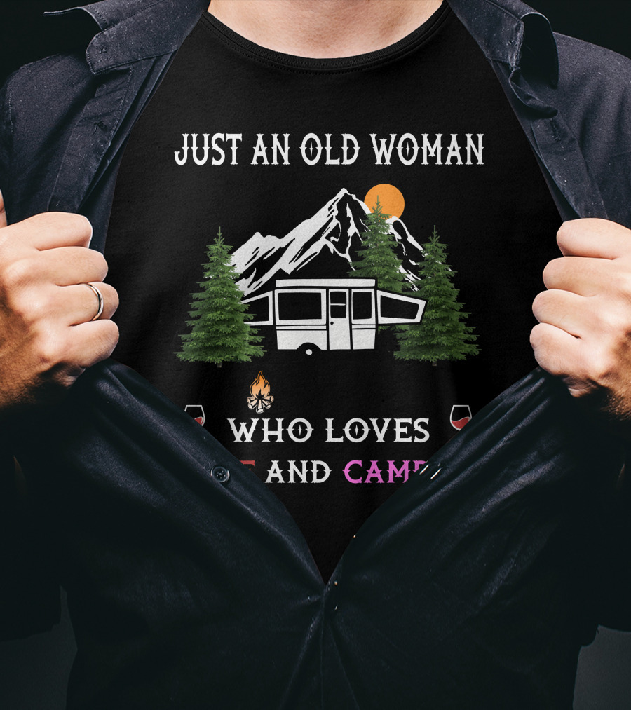 Just An Old Woman Who Loves Wine And Camping Jayco Pre 2000 T-Shirt