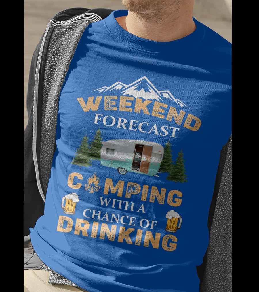 Weekend Forecast Camping Drinking Shasta COMPACT Trailer T-Shirt