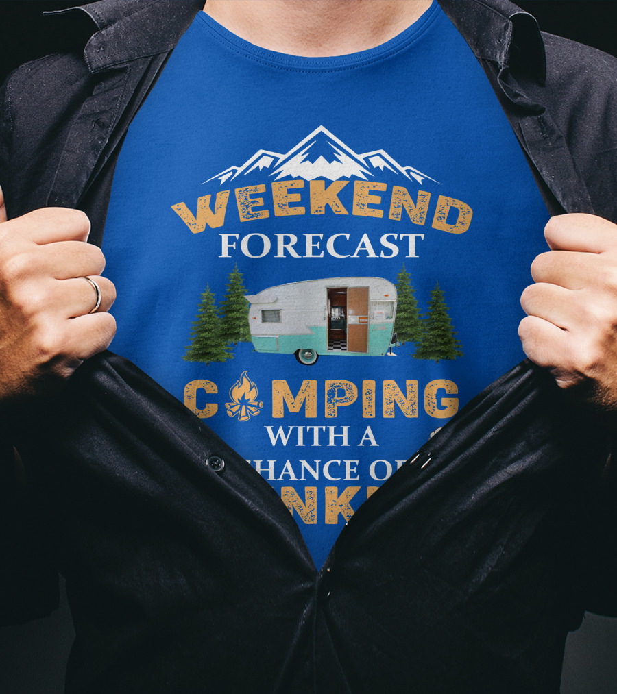 Weekend Forecast Camping Drinking Shasta COMPACT Trailer T-Shirt