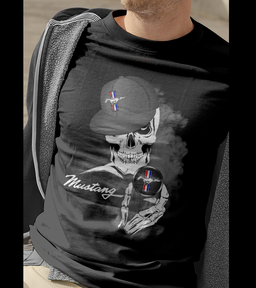 Mustang Skull With Hat And Car T-Shirt