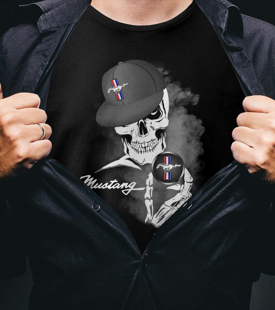 Mustang Skull With Hat And Car T-Shirt