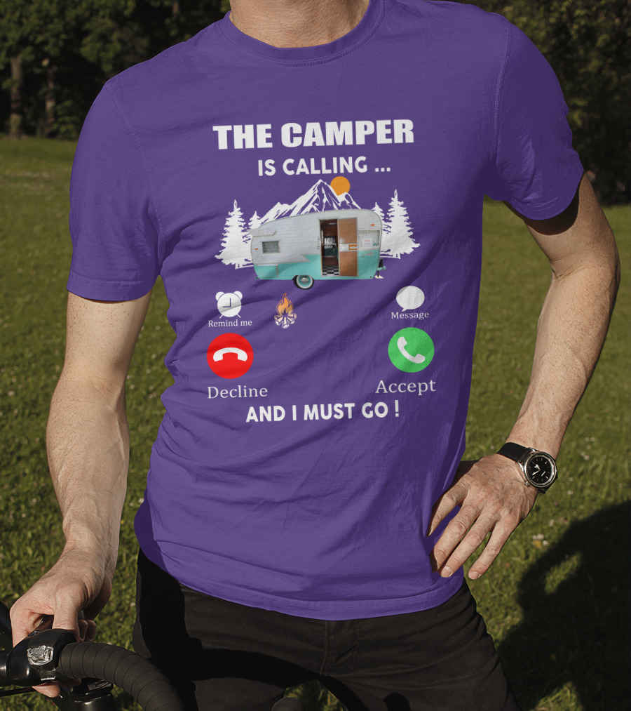The Camper Is Calling And I Must Go Vintage Shasta Compact Trailers T-Shirt