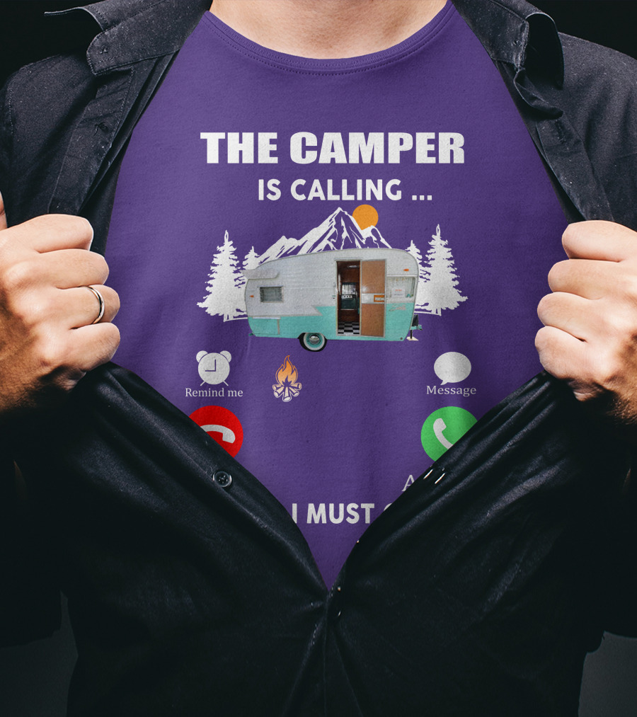 The Camper Is Calling And I Must Go Vintage Shasta Compact Trailers T-Shirt