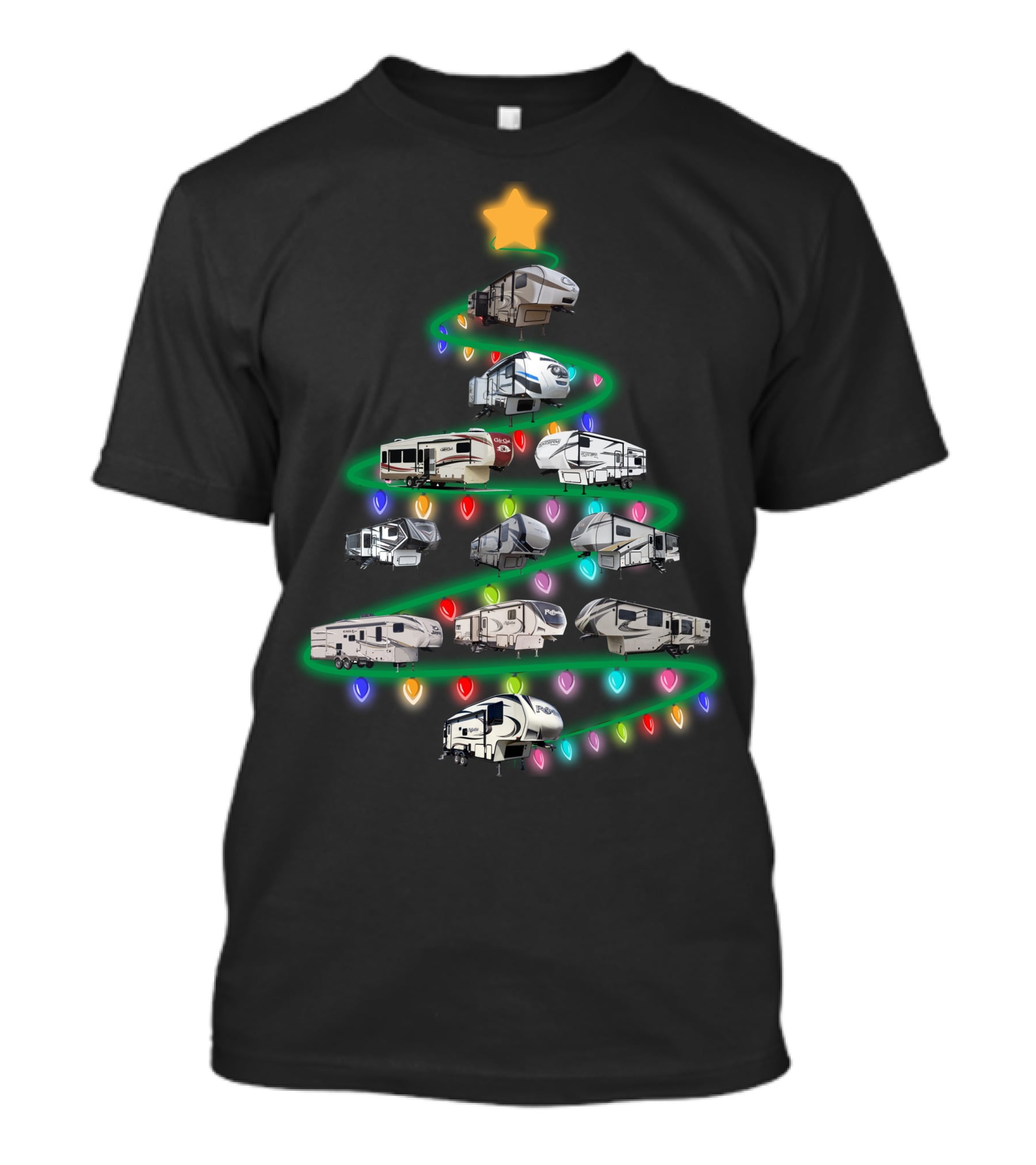 Christmas 5Th Wheel Tree With Lights And Star T-Shirt