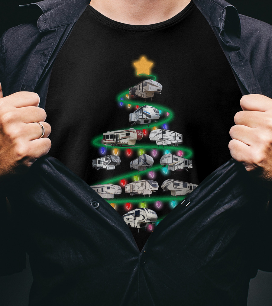 Christmas 5Th Wheel Tree With Lights And Star T-Shirt