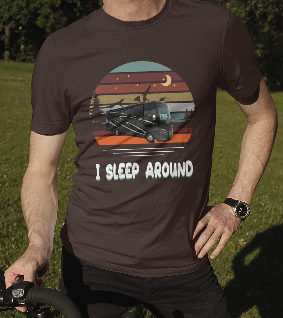 Winnebago Vista LX 27 I Sleep Around Retro Moon Stars Camping T-Shirt