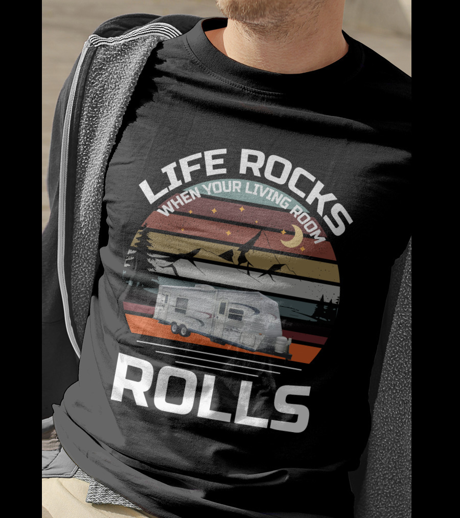 Life Rocks When Your Living Room Rolls Jayco Flight Camper Adventure T-Shirt
