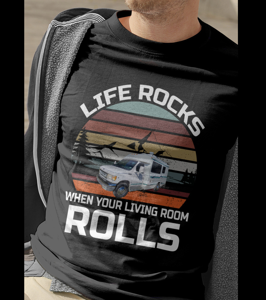 Life Rocks When Your Living Room Rolls Vintage Chinook Truck Campers T-Shirt