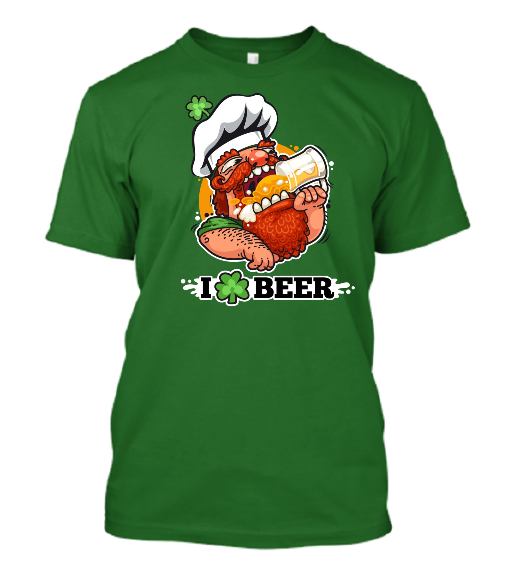 Irish Chef Shamrock I Love Beer T-Shirt