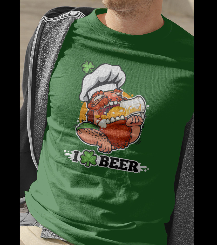 Irish Chef Shamrock I Love Beer T-Shirt