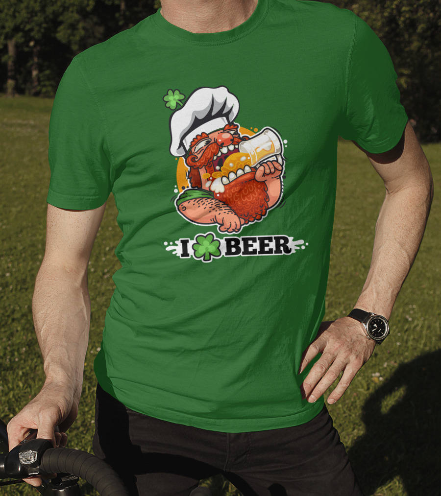 Irish Chef Shamrock I Love Beer T-Shirt