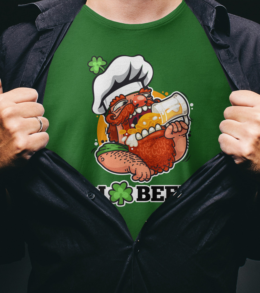 Irish Chef Shamrock I Love Beer T-Shirt