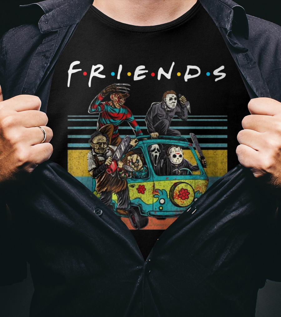 Boom Style Horror Friends In Mystery Van T-Shirt