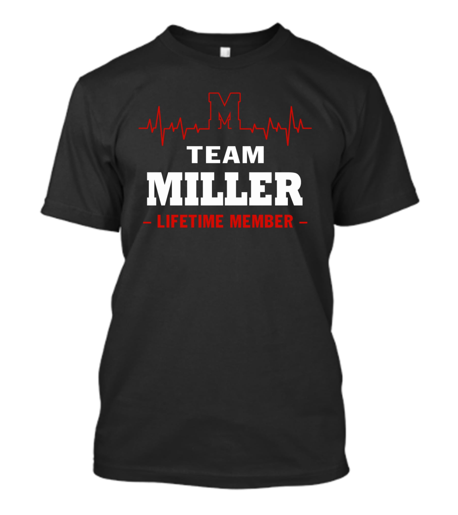 Team Miller Lifetime Member Red Heartbeat Line M T-Shirt