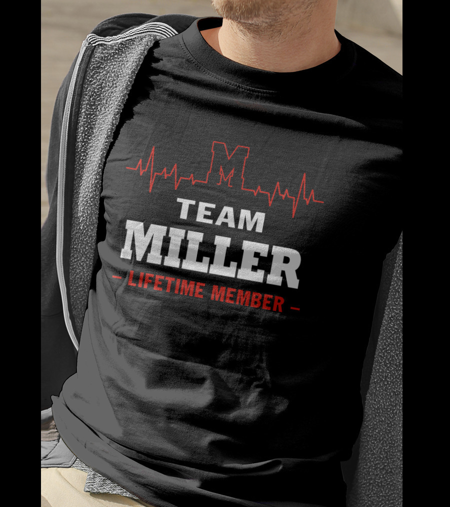 Team Miller Lifetime Member Red Heartbeat Line M T-Shirt