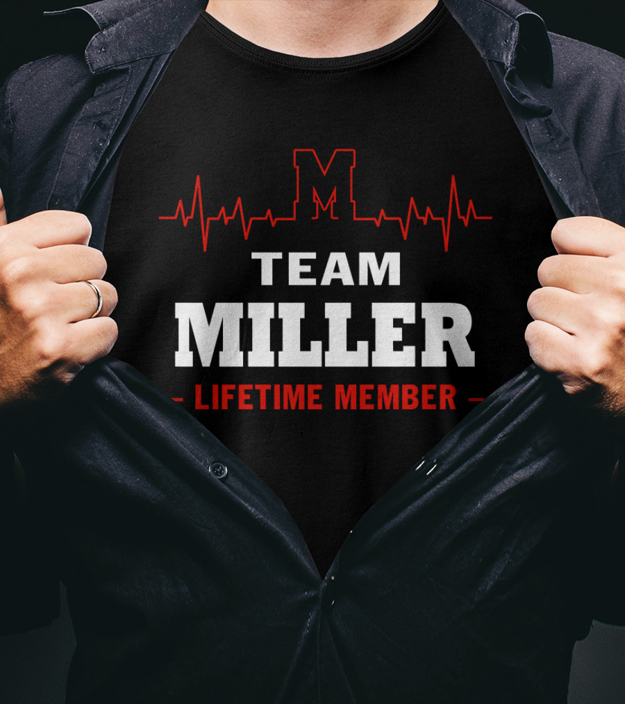 Team Miller Lifetime Member Red Heartbeat Line M T-Shirt