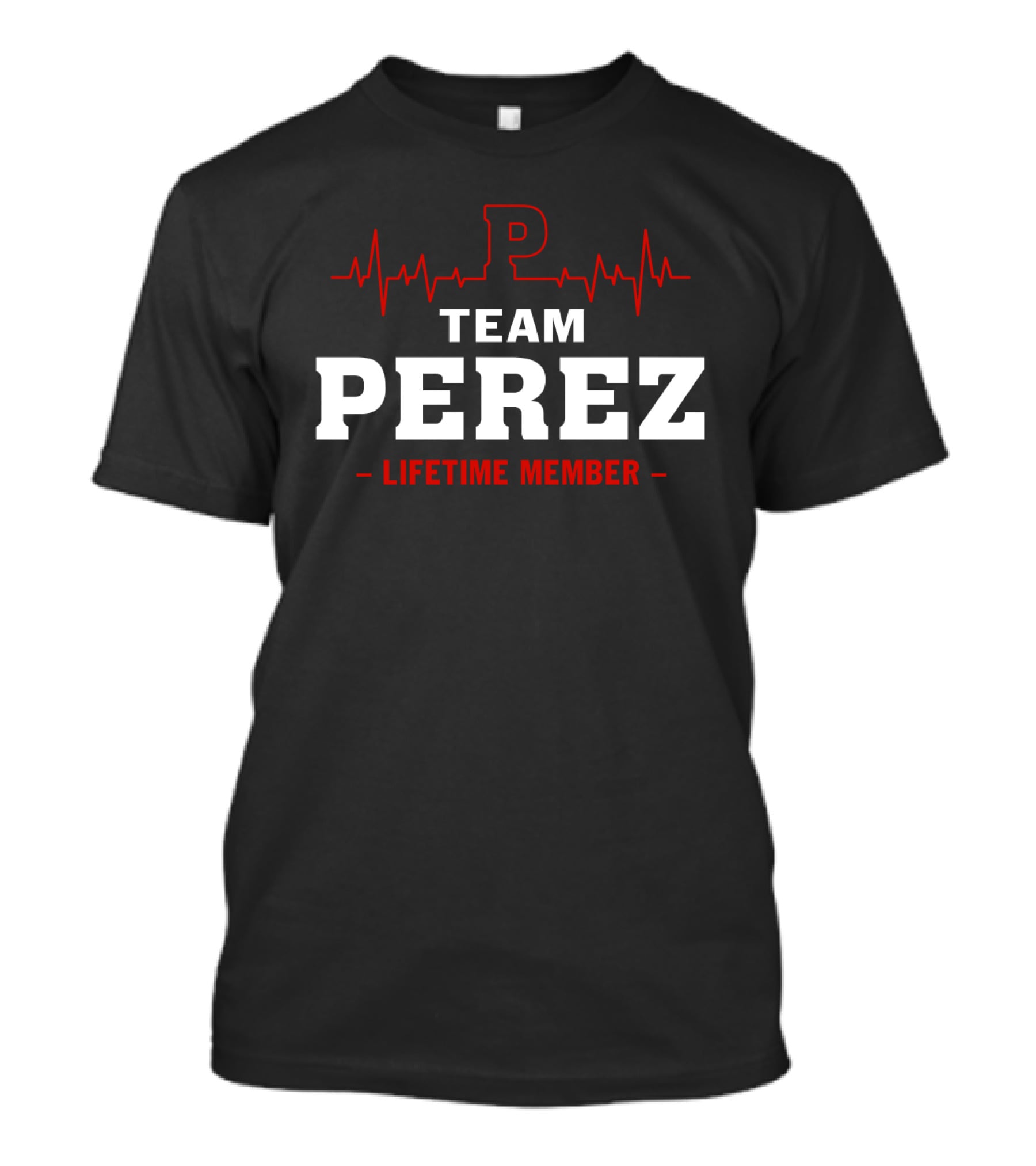 Team Perez Lifetime Member Logo With Heartbeat T-Shirt