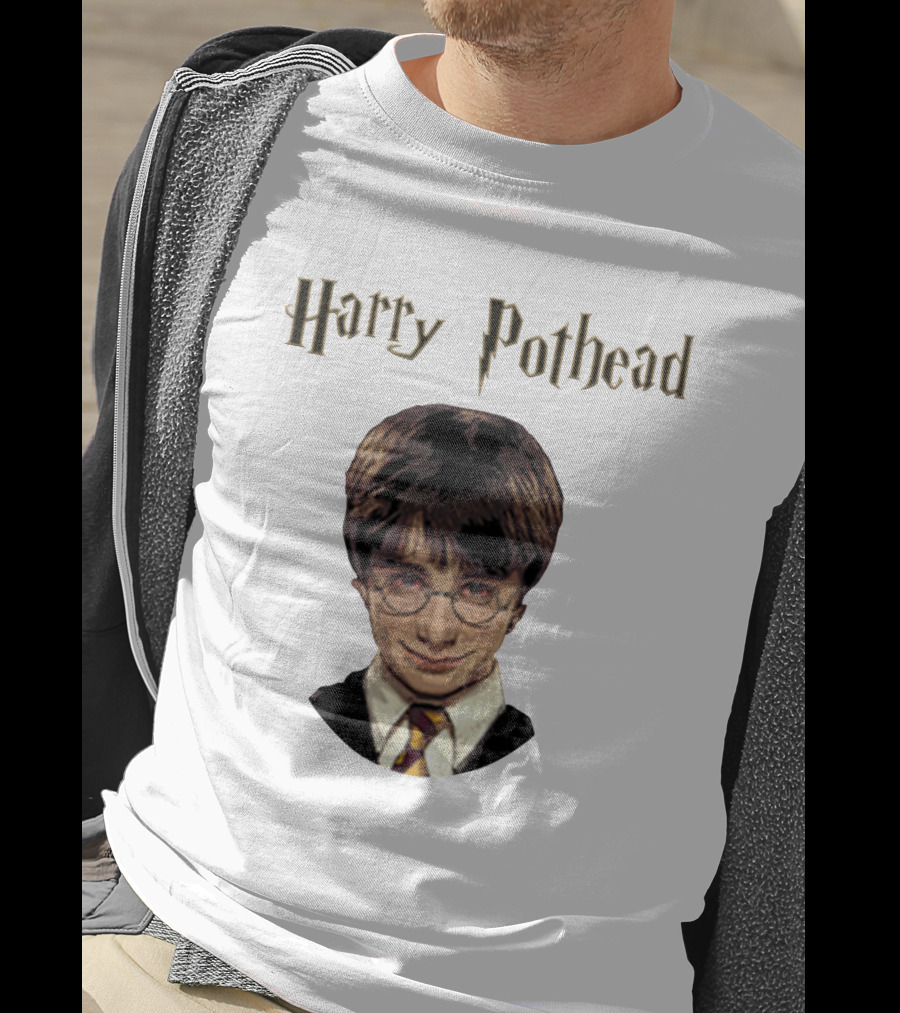 Harry Pothead Wizard Character Parody With Glasses And Lightning Font T-Shirt
