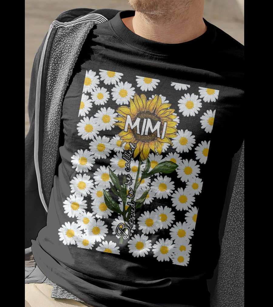 Sunflower Daisy Pattern Blessed To Be Called Mimi T-Shirt