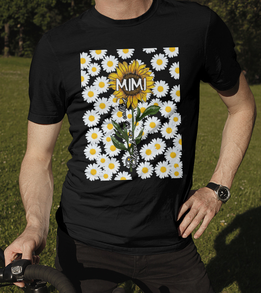 Sunflower Daisy Pattern Blessed To Be Called Mimi T-Shirt