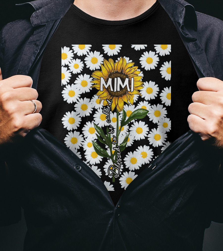 Sunflower Daisy Pattern Blessed To Be Called Mimi T-Shirt