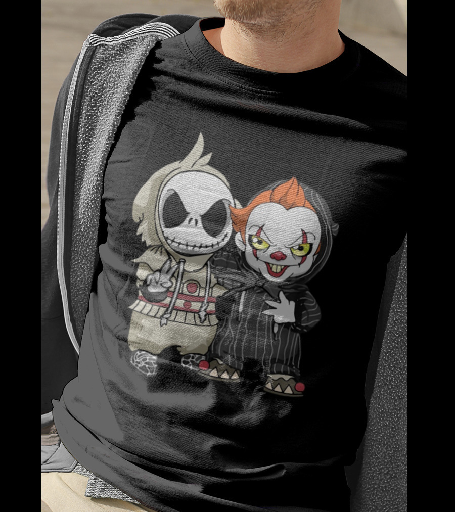 Baby Jack Skellington Pennywise Cute Horror Character Mashup T-Shirt